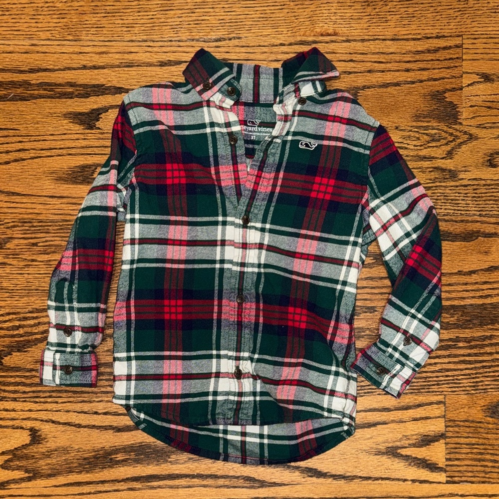 Vineyard Vines Kids Plaid Button Down - Red, Green, White